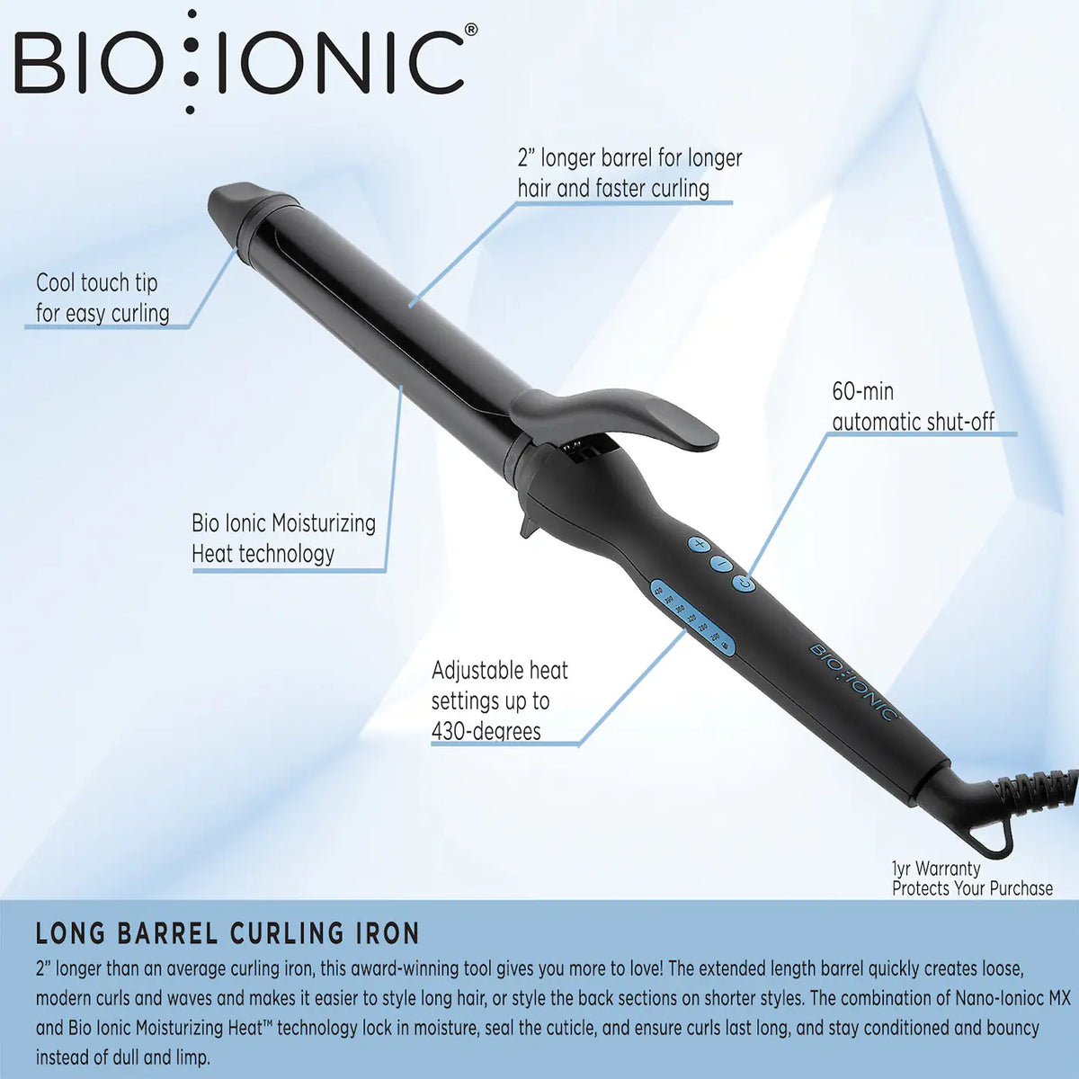 Long Barrel Curling Iron Revive Hair Loft